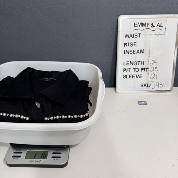 Boston Proper Lace Western Jacket Size XL Black Rhinestone Pearl Embellished EUC - Picture 8 of 13